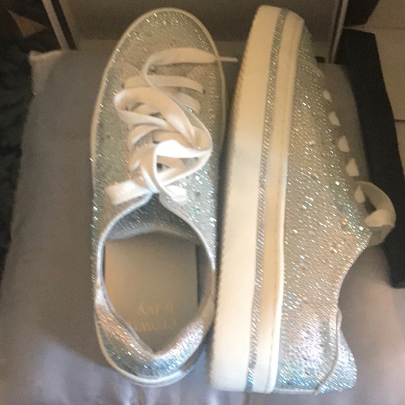 crown & ivy Shoes - Crown & Ivy Silver Sparkly Sneakers